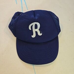 Vintage Americana R San Sun‎ Trucker Hat OS Navy Blue Mesh Snapback Polyester